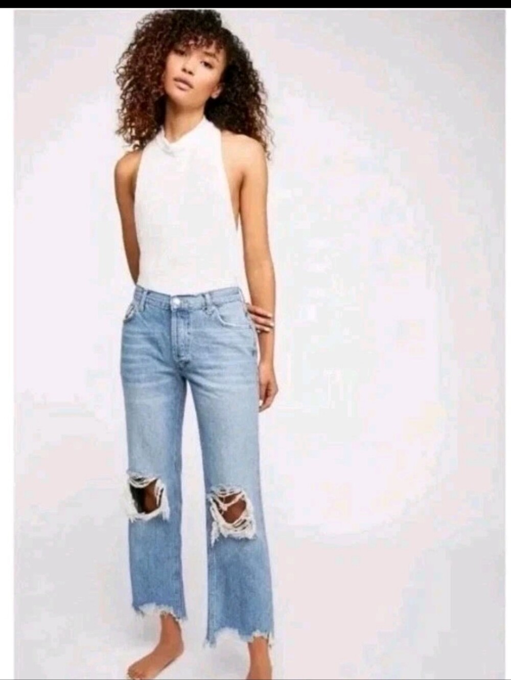 Free People Maggie Mid Rise Straight Leg Jeans Aged To Perfection Women Size 27